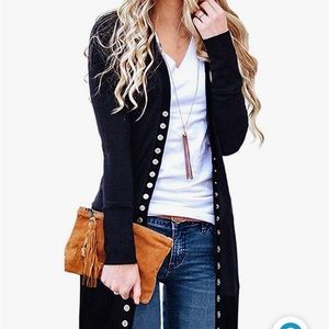 HALIFE JERSEY KNIT CARDIGAN IN BLACK. SIZE XL